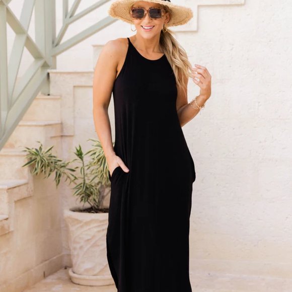 Pink Lily | Dresses | Nwt Pink Lily Boutique Black Tank Maxi Dress ...